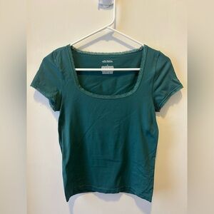 NWOT Teal Short Sleeve Top with Lace Trim